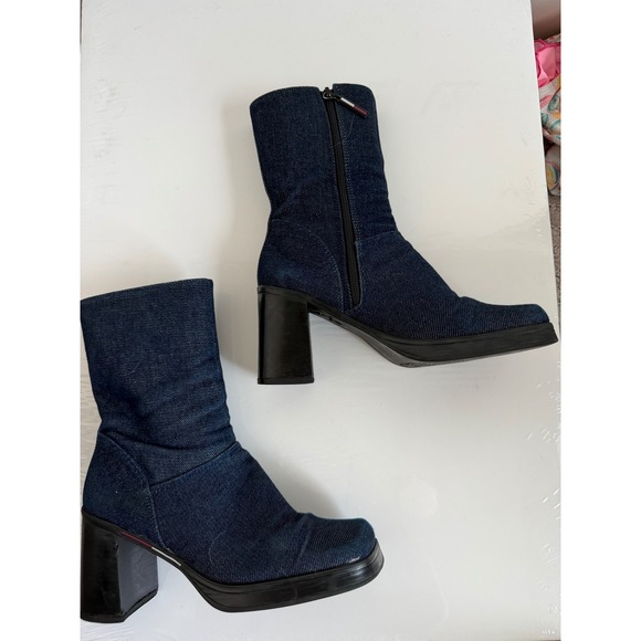 Vintage Y2K Tommy Hilfiger Denim Platform Booties Size 9 - Picture 3 of 15